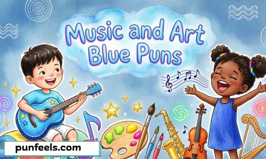 Music and art blue puns.