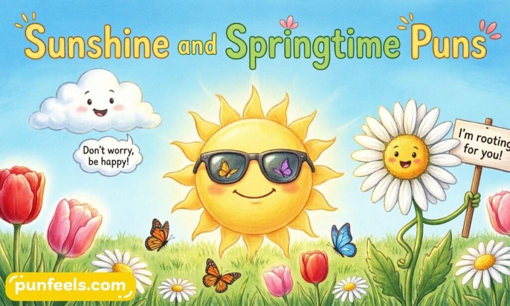 Spring puns funny sunshine and springtime April 2026